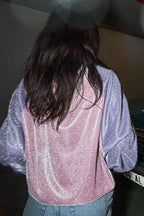 Pink Rhinestone Graphic Long Sleeve Sweatshirt