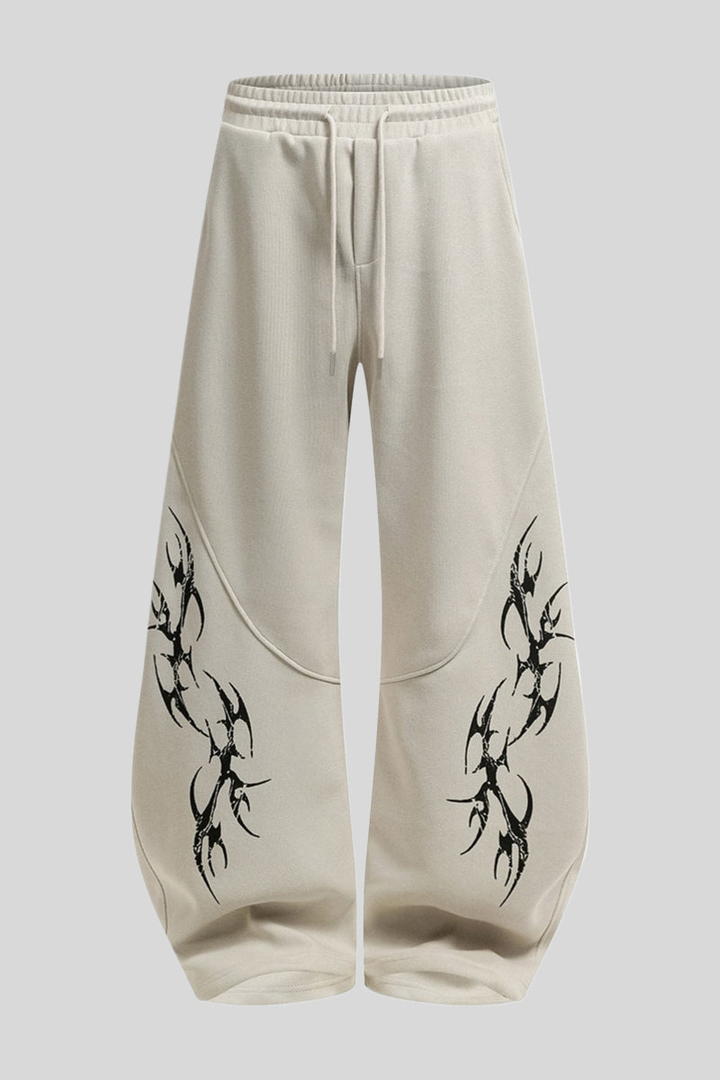 Tribal Graphic Baggy Barrel Leg Sweatpants