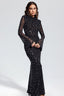 Rhinestone Long Sleeve Mermaid Formal Dress