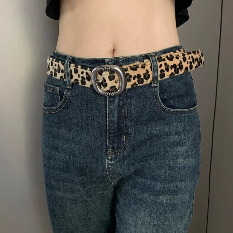 Leopard Print Haircalf Leather Waist Belt Secondary image