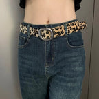 Leopard Print Haircalf Leather Waist Belt