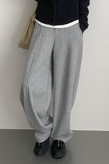 Relaxed Fit Curved Hem Thermal Knit Pants