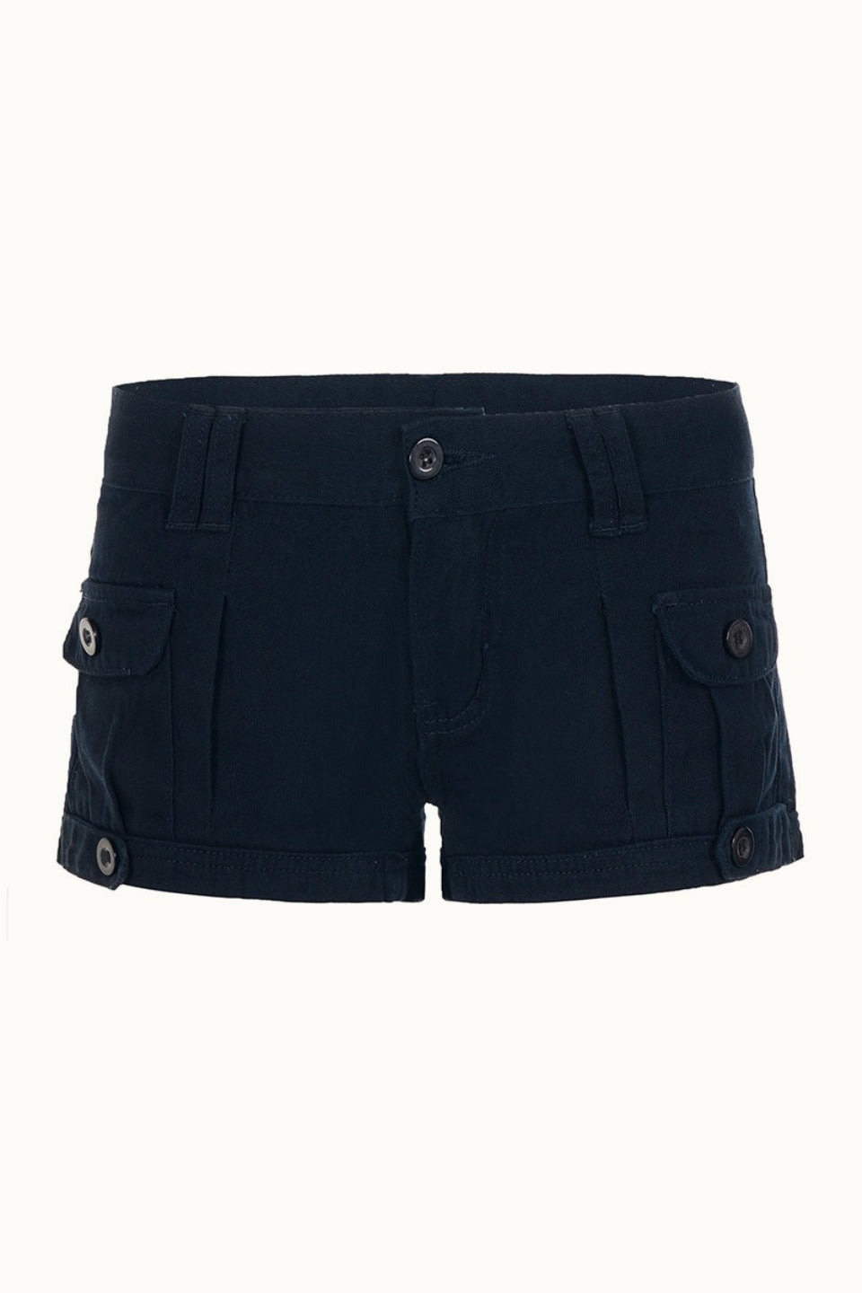Low Rise Multi Pocket Denim Mini Shorts
