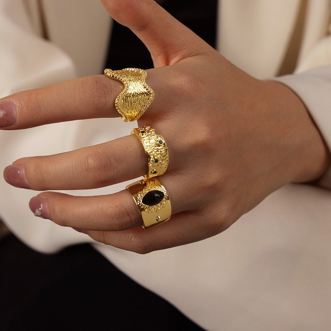 Vintage Style Copper Zirconia Open Ring Main image