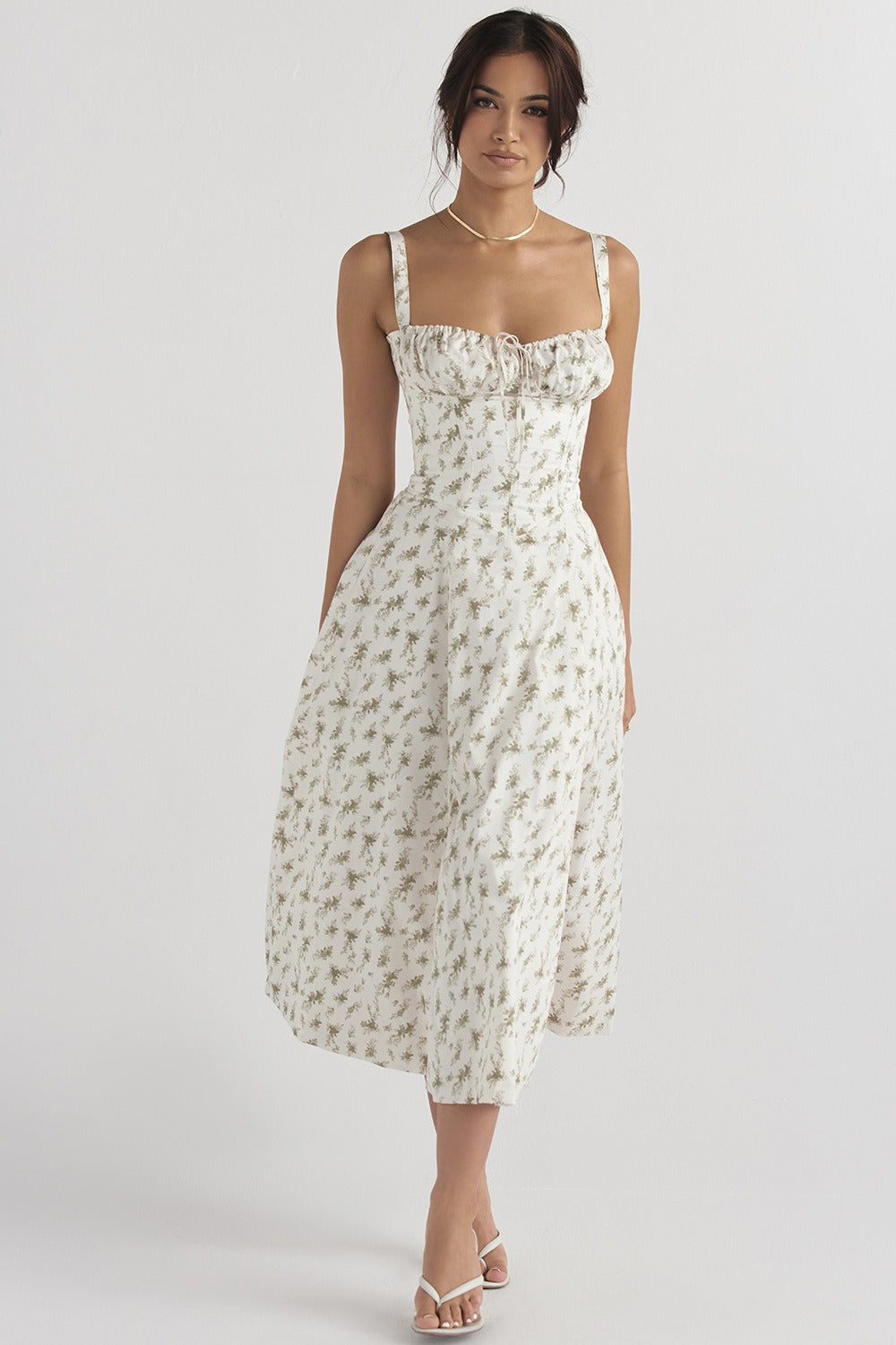 Strap Slit Floral Maxi Floral Dress