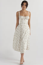 Strap Slit Floral Maxi Floral Dress