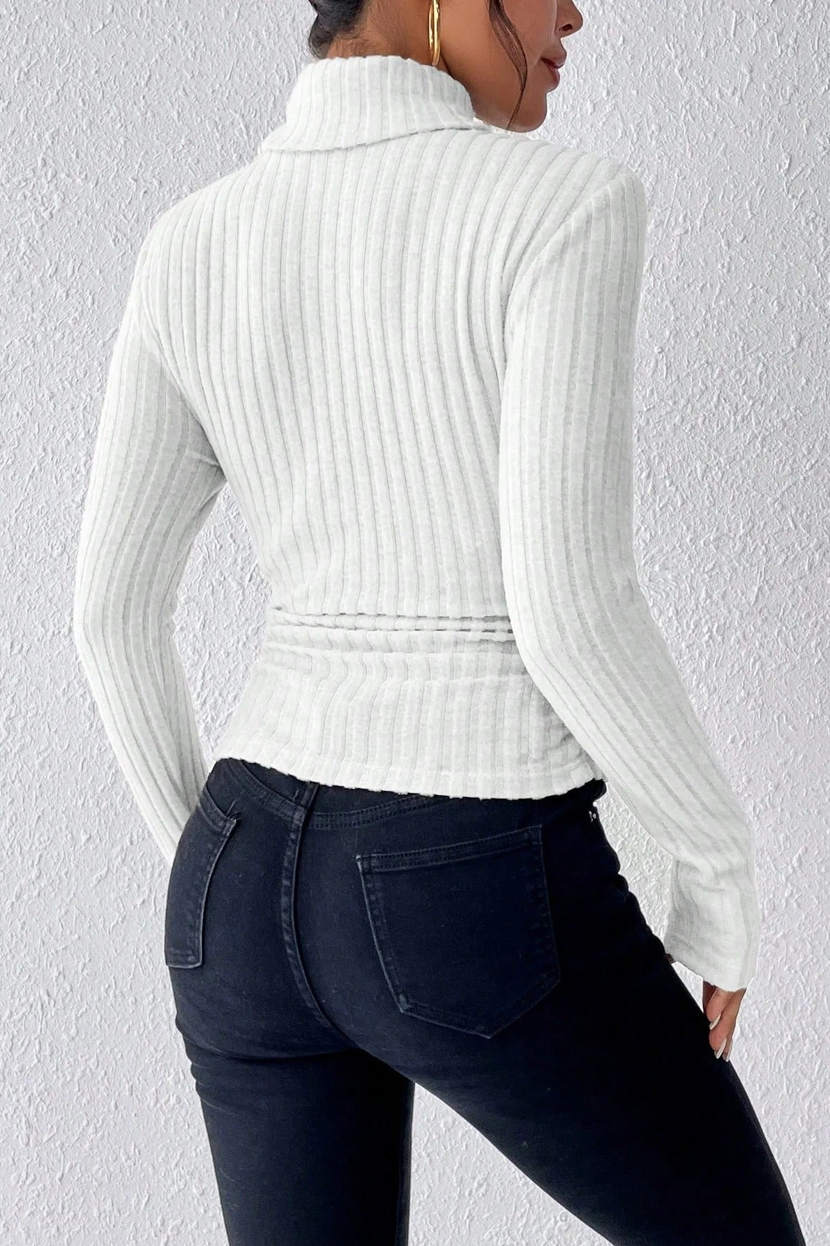 Fitted Long Sleeve Mock Neck Sweater Secondary image