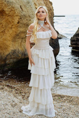 Tiered Chiffon Corset Mermaid Hem Prom Dress