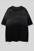 Distressed Cutout Washed Short Sleeve T-Shirt