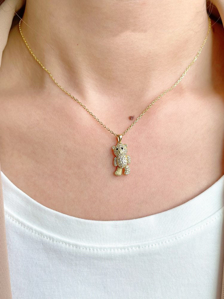 Crystal Bear Necklace Gold / 18’’ Jewelry