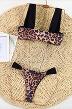Patchwork Strapless Push Up Bikini Set