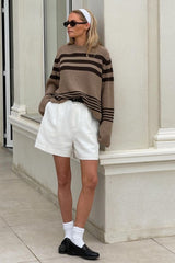Color Block Stripe Knit Sweater