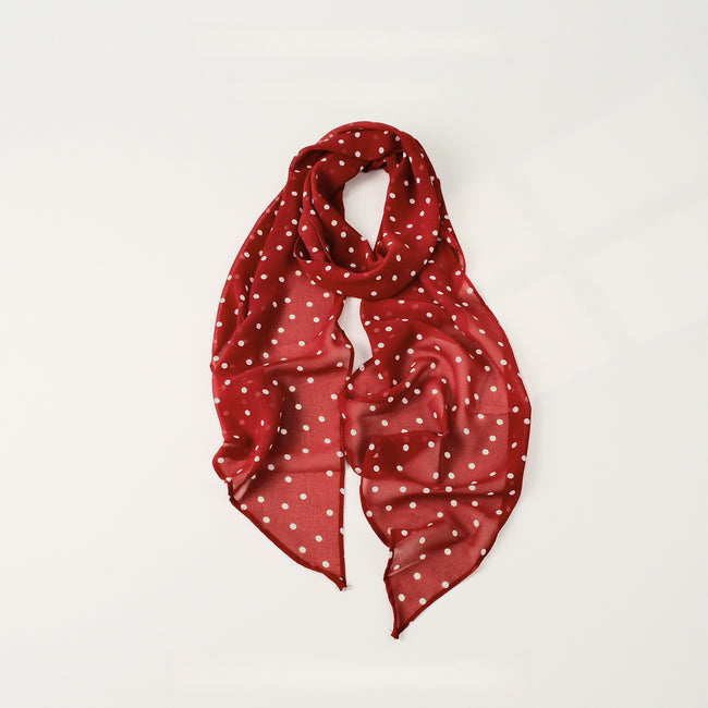 Polka Dot Pearl Chiffon Long Thin Scarf Main image