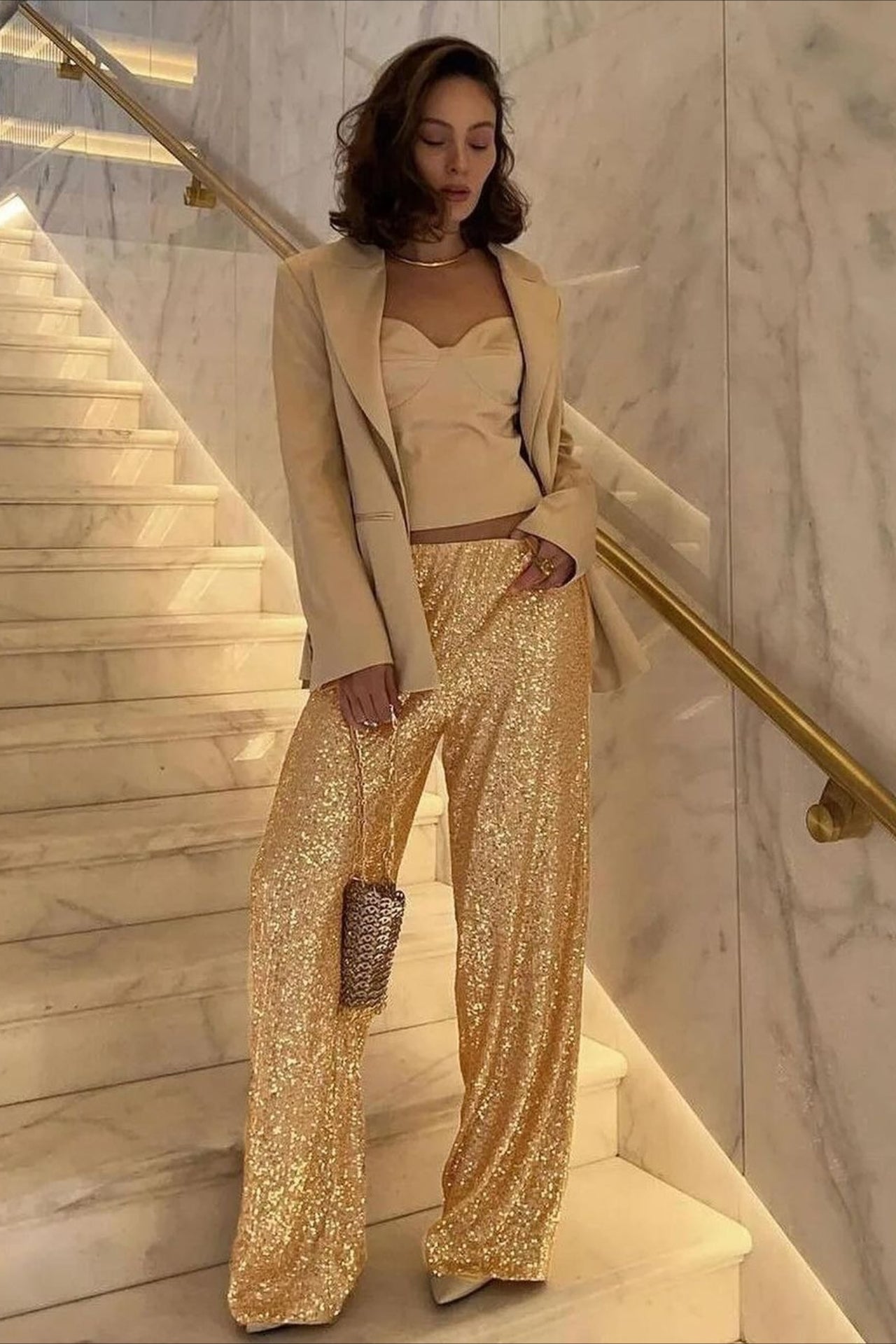 Sequin Straight Leg Casual Pants Secondary image