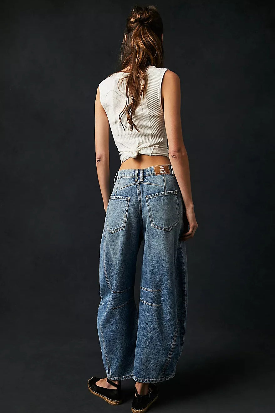 Mid Rise Washed Relaxed Wide Leg Jeans Secondary image
