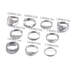 10-Piece Alloy Zirconia Statement Ring Set