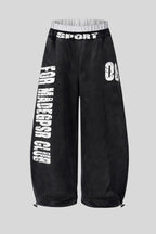 Washed Double Waist Baggy Sweatpants