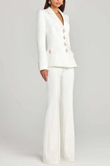 Metal Button Long Sleeve Blazer