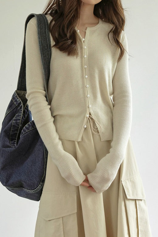 Sleek Wool Knit Cardigan Main image