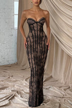 Strapless Lace Corset Column Formal Dress