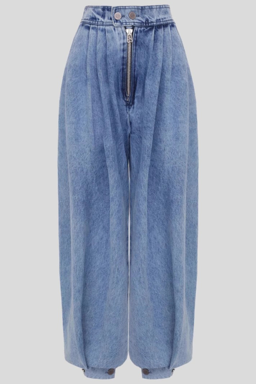 High Waist Zipper Cuff Relaxed Vintage Jeans