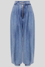 High Waist Zipper Cuff Relaxed Vintage Jeans