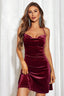 Velvet Backless Spaghetti Strap Party Dress S / Red