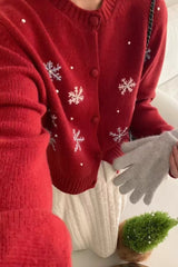Snow Pattern Knit Christmas Cardigan
