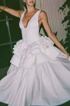 Elegant Vintage Sleeveless Swing Tiered Prom Dress
