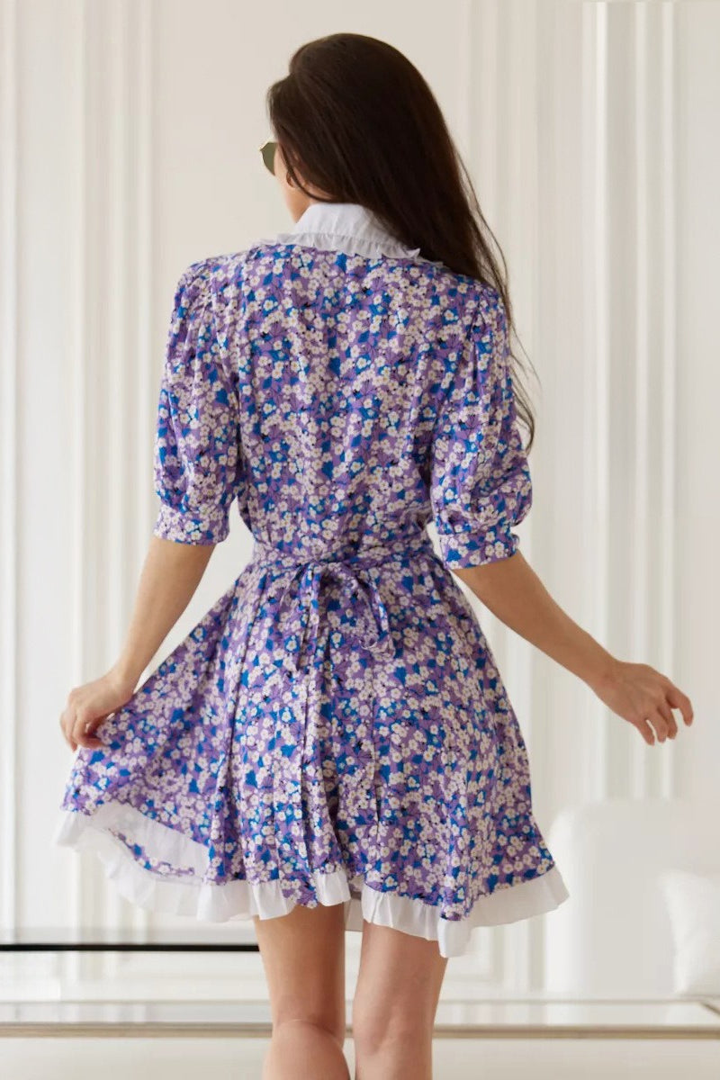 Sweet Doll Collar Short Sleeve Mini Floral Dress