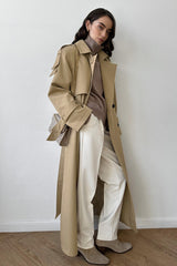 Long Cotton Vintage Tied Relaxed Overcoat