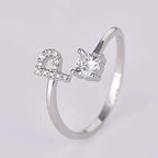 Shining Rhinestone New Fashion Initial Alphabet Opening Charm Jewelry Ring P