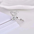 Shining Rhinestone New Fashion Initial Alphabet Opening Charm Jewelry Ring E