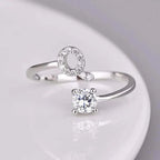 Shining Rhinestone New Fashion Initial Alphabet Opening Charm Jewelry Ring Q