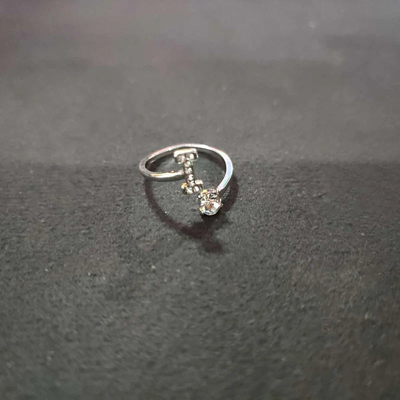 Shining Rhinestone New Fashion Initial Alphabet Opening Charm Jewelry Ring I