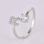 Shining Rhinestone New Fashion Initial Alphabet Opening Charm Jewelry Ring R
