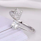 Shining Rhinestone New Fashion Initial Alphabet Opening Charm Jewelry Ring N
