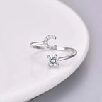 Shining Rhinestone New Fashion Initial Alphabet Opening Charm Jewelry Ring C