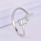 Shining Rhinestone New Fashion Initial Alphabet Opening Charm Jewelry Ring L