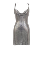 Serenity Silver Stylish Copper Mesh Dress Dresses