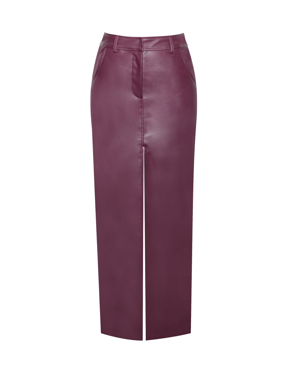 Noya Purple Front Charming Slit Vegan Leather Skirt Bottoms