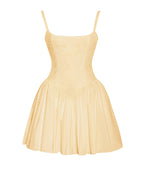 Kadi Yellow Cotton Drop Graceful Waist Corset Mini Dress Dresses