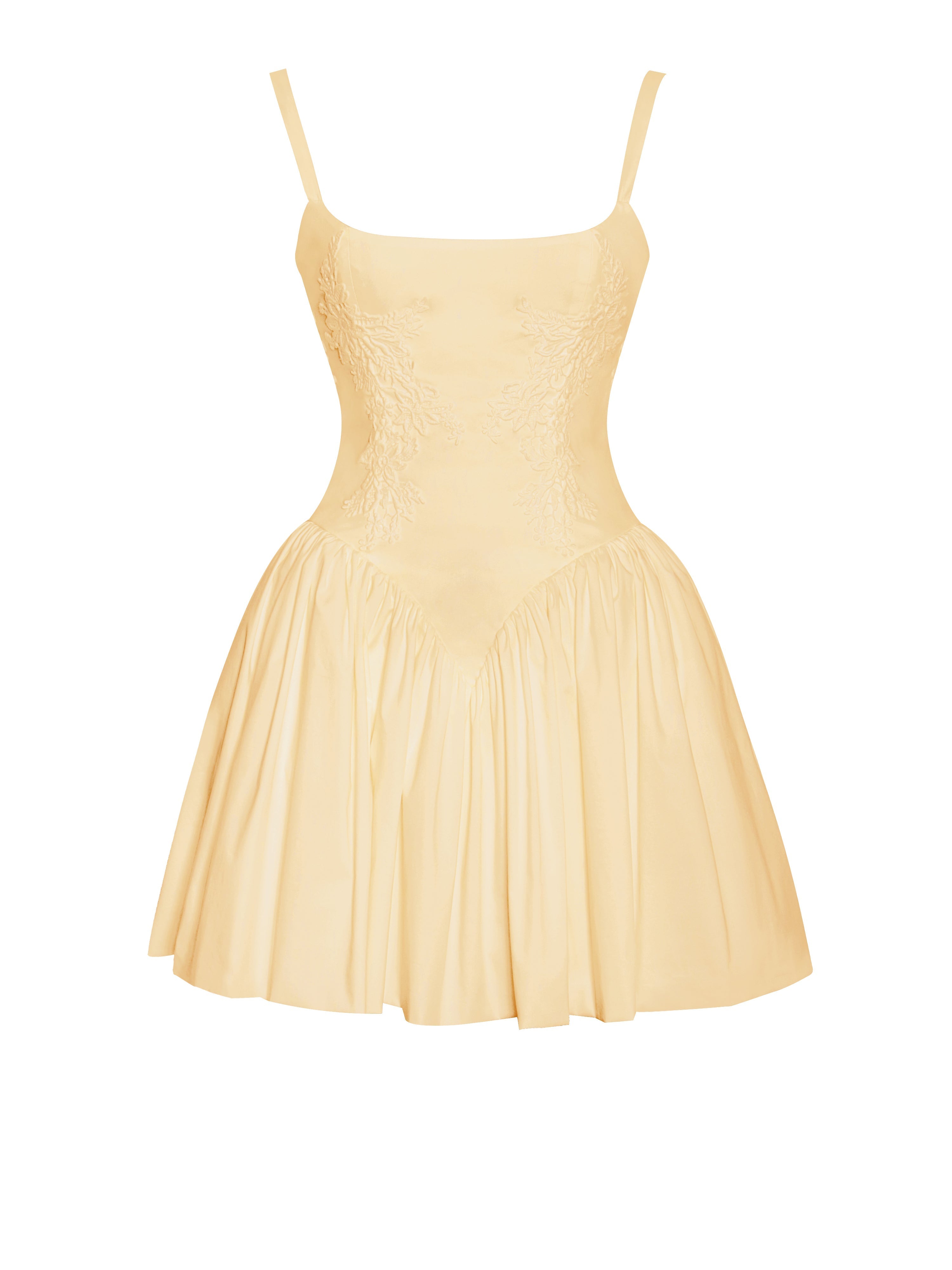 Kadi Yellow Cotton Drop Graceful Waist Corset Mini Dress Dresses