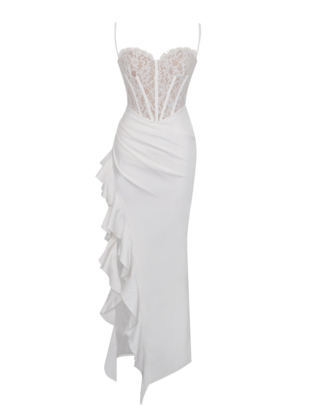 Junia White Lace Charming Corset Maxi Dress Dresses