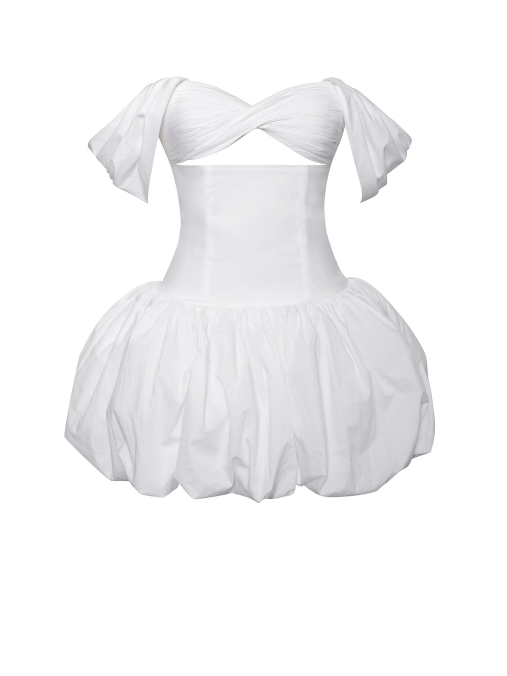 Umika White Bubble Charming Hem Mini Dress Dresses