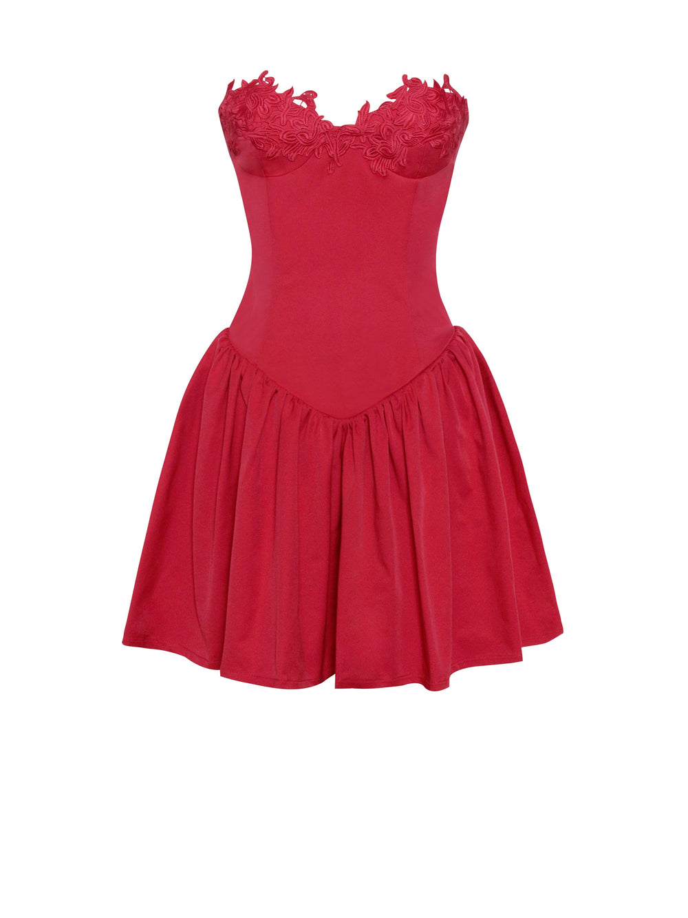 Sacha Red Lace Drop Graceful Waist Corset Puffy Mini Dress Dresses