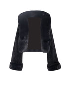 Kali Black Cropped Faux Graceful Fur Jacket With Hood Outwear