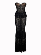 Quennell Black Lace Charming Corset Maxi Dress Dresses