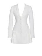 Delia White Blazer Charming Dress with Pleated Detail Dresses
