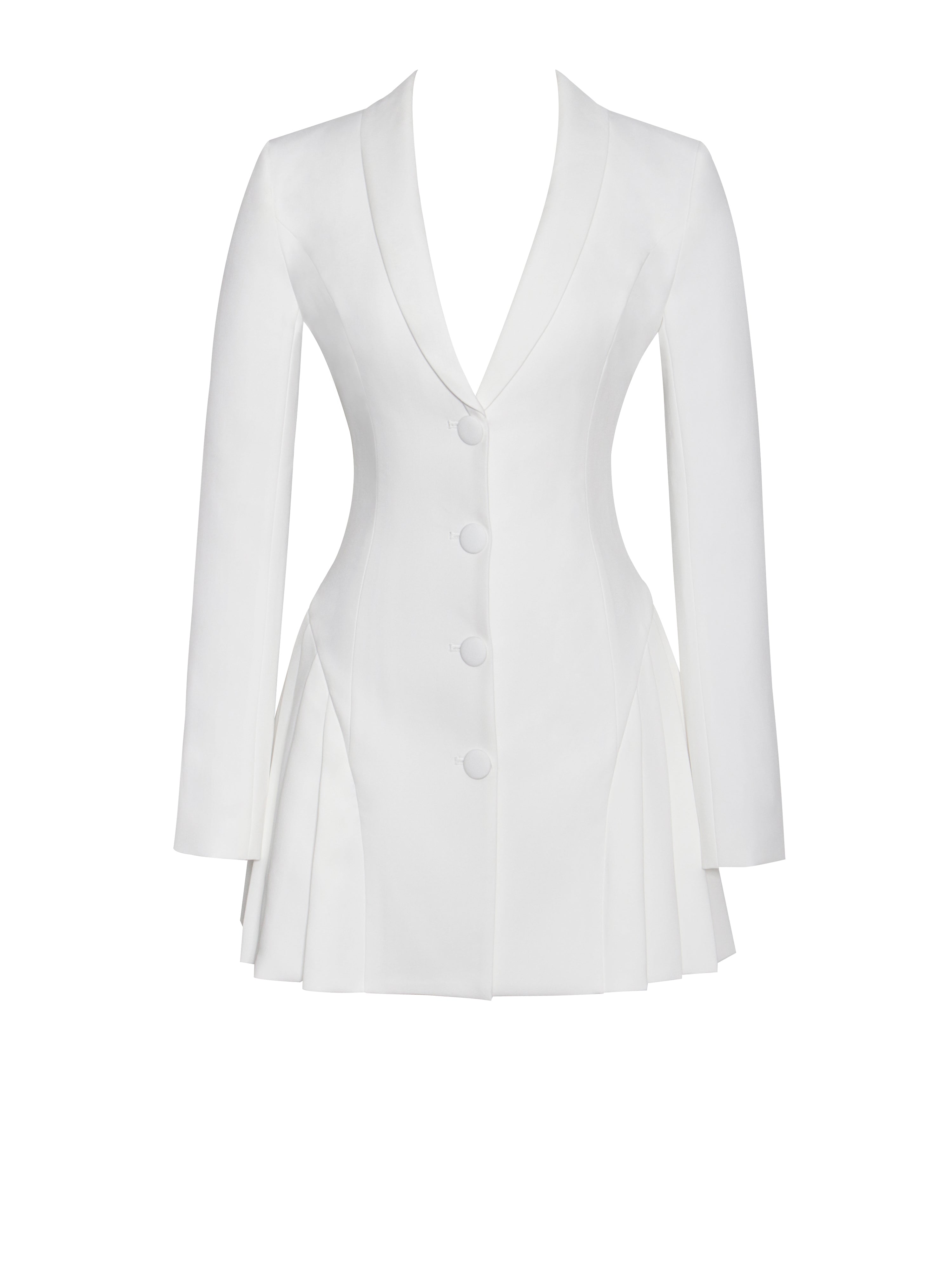 Delia White Blazer Charming Dress with Pleated Detail Dresses